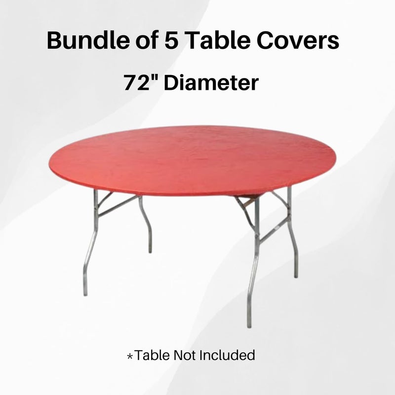 Kwik-Covers أغطية طاولات بلاستيكية مستديرة مقاس 72 بوصة من كويك-كفرز، مجموعة من 5 (أحمر) - Image 2